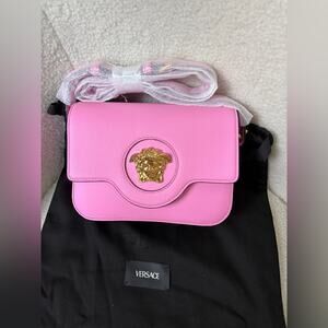 Versace Pink La Medusa Crossbody Bag Gold Hardware NWT